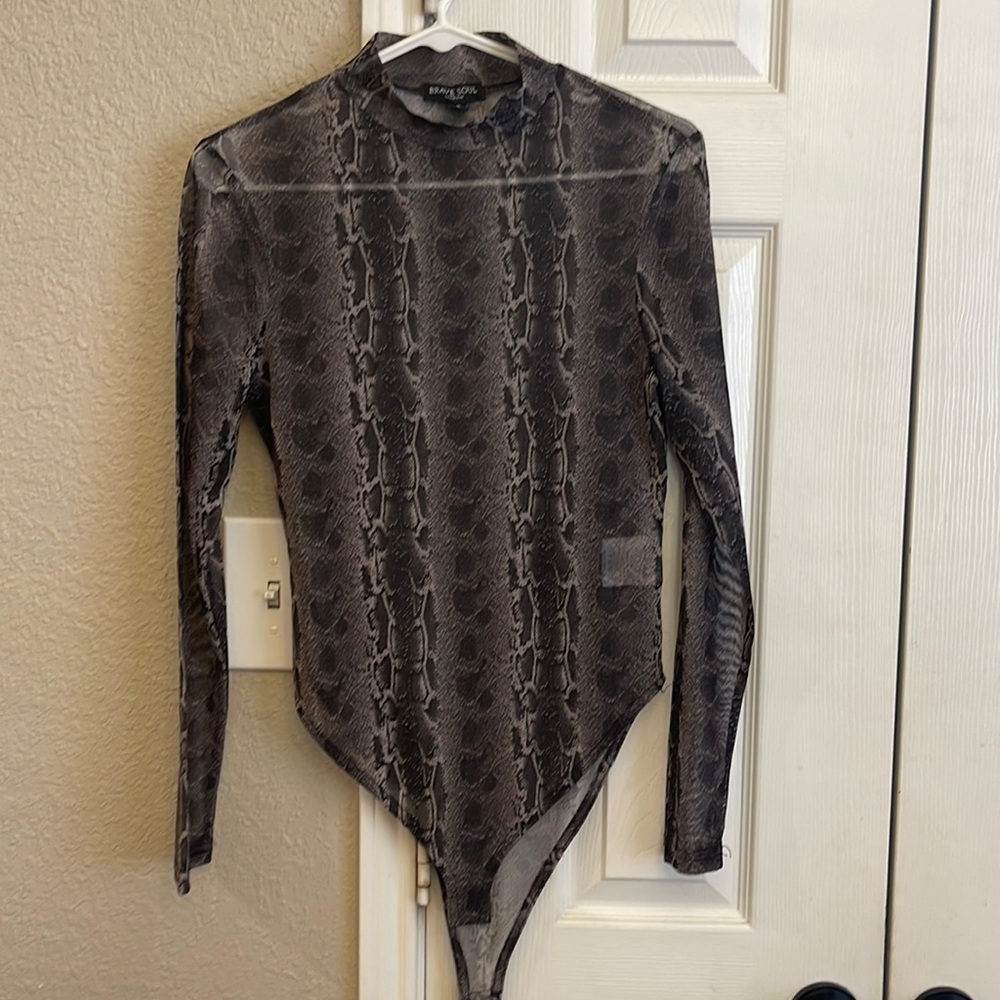 Brave soul black and white cheetah translucent bodysuit